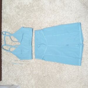 Zara Teal Yoga Biker Shorts + Sports Bra Size S both